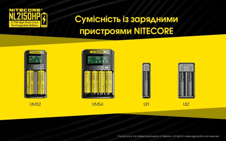 Літієвий акумулятор Li-Ion 21700 Nitecore NL2150HP 3.6 V (5000mAh), захищений - Фото 10 Літієвий акумулятор Li-Ion 21700 Nitecore NL2150HP 3.6 V (5000mAh), захищений - зображення 10