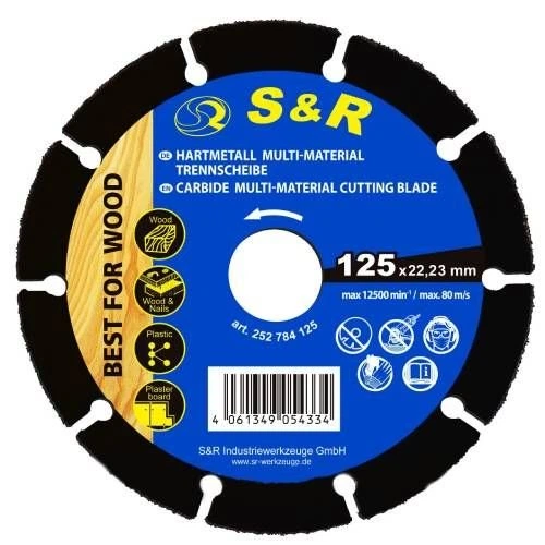 Диск S&R карбид-вольфрамовый 125 x 22.23 мм MULTI-MATERIAL (252784125) - Фото 1 Диск S&R карбид-вольфрамовый 125 x 22.23 мм MULTI-MATERIAL (252784125) - изображение 1