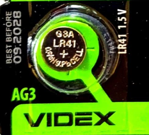 Батарейка алкалінова VIDEX 392 LR736 LR41 CX41 AG3 G3 1.55 В для кварцового годинника іграшок та брелків 1 шт. - Фото 1 Батарейка алкалінова VIDEX 392 LR736 LR41 CX41 AG3 G3 1.55 В для кварцового годинника іграшок та брелків 1 шт. - зображення 1