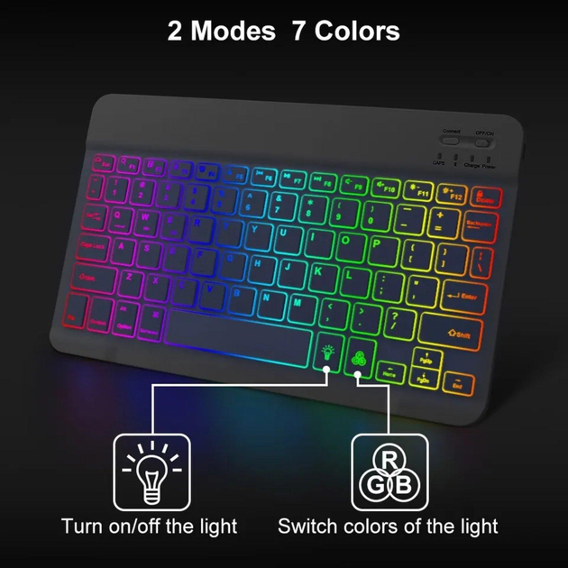 Бездротова RGB клавіатура і миша PANTXIKE 800/1200/1600 DPI WIFI 2.4 ГГц та Bluetooth 5.2 інтерфейсом - зображення 8