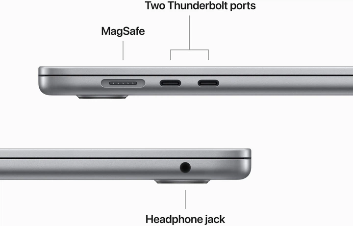 Ноутбук Apple MacBook Air 15.3" M2 8/256GB 2023 (MQKP3UA/A) Space Grey - Фото 4 Ноутбук Apple MacBook Air 15.3" M2 8/256GB 2023 (MQKP3UA/A) Space Grey - изображение 4