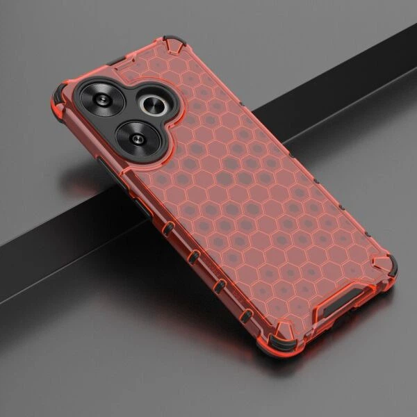 Защитный чехол Deexe Honeycomb Series для Xiaomi Poco F6 - Red - Фото 2 Защитный чехол Deexe Honeycomb Series для Xiaomi Poco F6 - Red - изображение 2