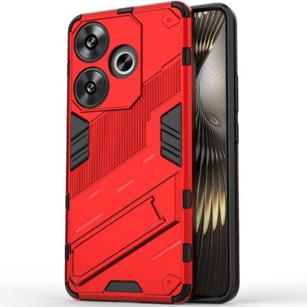 Защитный чехол с подставкой Deexe Bibercas для Xiaomi Poco F6 - Red - изображение 2
