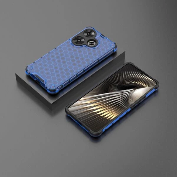 Защитный чехол Deexe Honeycomb Series для Xiaomi Poco F6 - Blue - изображение 3