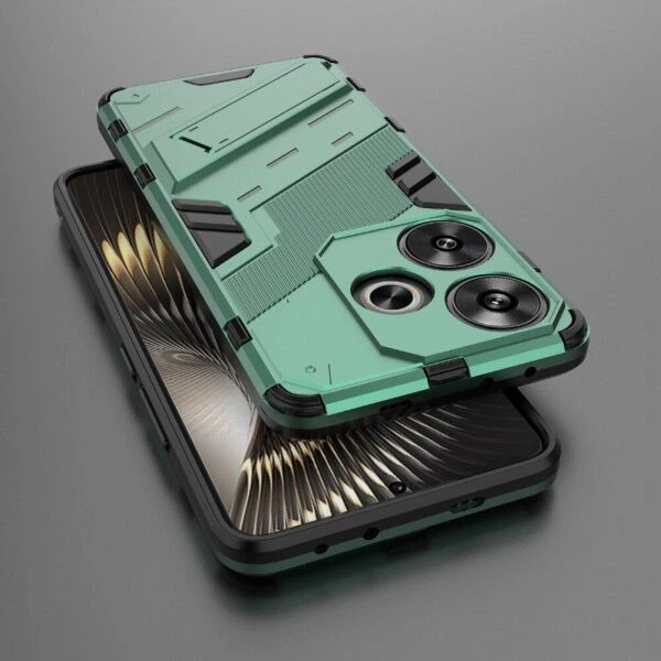 Захисний чохол з підставкою Deexe Bibercas для Xiaomi Poco F6 - Green - зображення 5