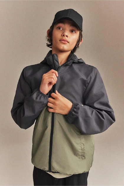 Куртка ветровка черно-зеленая H&M 134см (400097558) - изображение 2