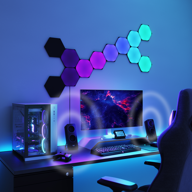 Розумна система освітлення Nanoleaf Shapes Ultra Black Hexagons Starter Kit, Apple Homekit - 9 шт. - Фото 2 Розумна система освітлення Nanoleaf Shapes Ultra Black Hexagons Starter Kit, Apple Homekit - 9 шт. - зображення 2