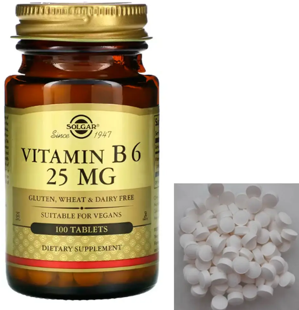 Вітамін Б6 Солгар Solgar Vitamin B6 25 mg 100 таб - зображення 5
