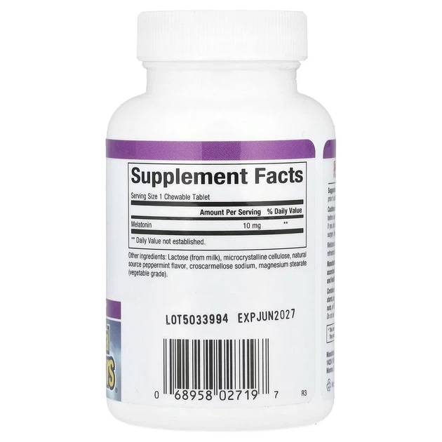Амінокислоти Natural Factors Мелатонін 10 мг Stress Relax Melatonin 60 жувальних таблеток - зображення 2