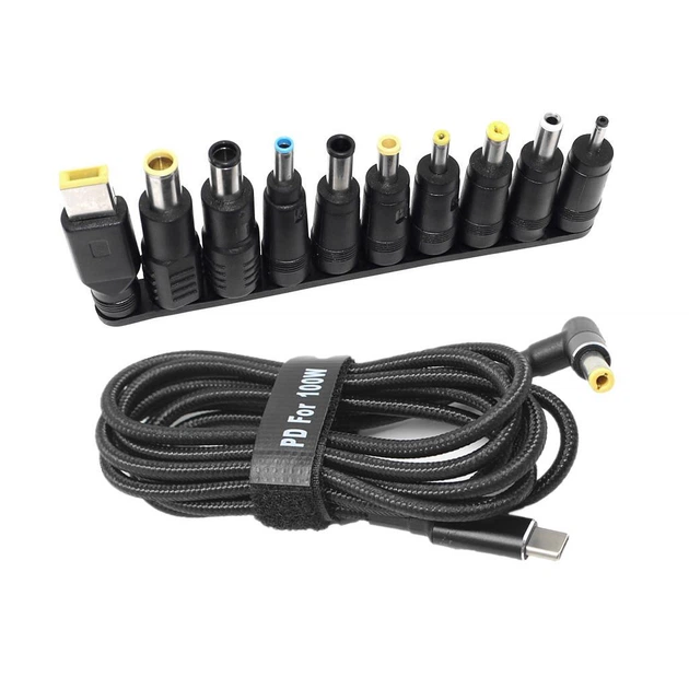 Кабель универсальный для зарядки ноутбука Type-C-DC5.5x2.5 100W с переходниками 19шт ( код: PD100W ) - изображение 5