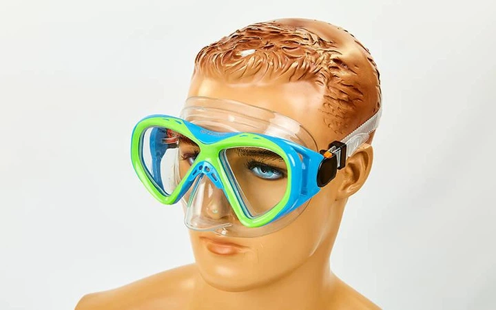 Маска для плавания подросковая c термостеклом Zelart M258-PVC Green-Blue - изображение 3