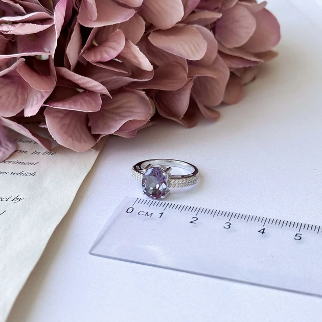 Серебряное кольцо с александритом 3.285ct, вес изделия 3,54 гр (2157991) - изображение 8