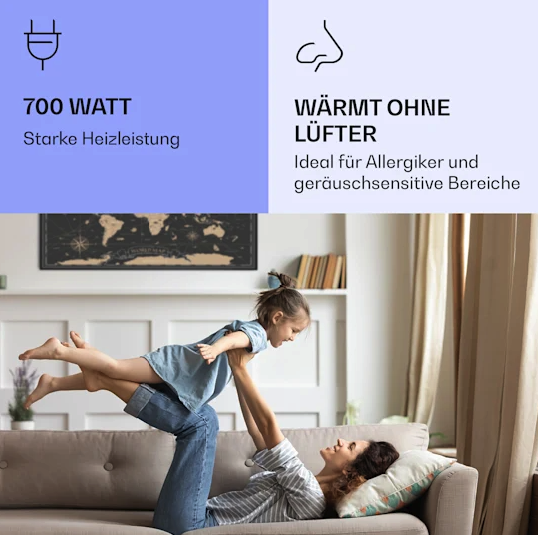 Інфрачервоний обігрівач Klarstein Wonderwall Air Art Smart, 120x60cm, 700Вт, Настінний, Нічна карта - зображення 5