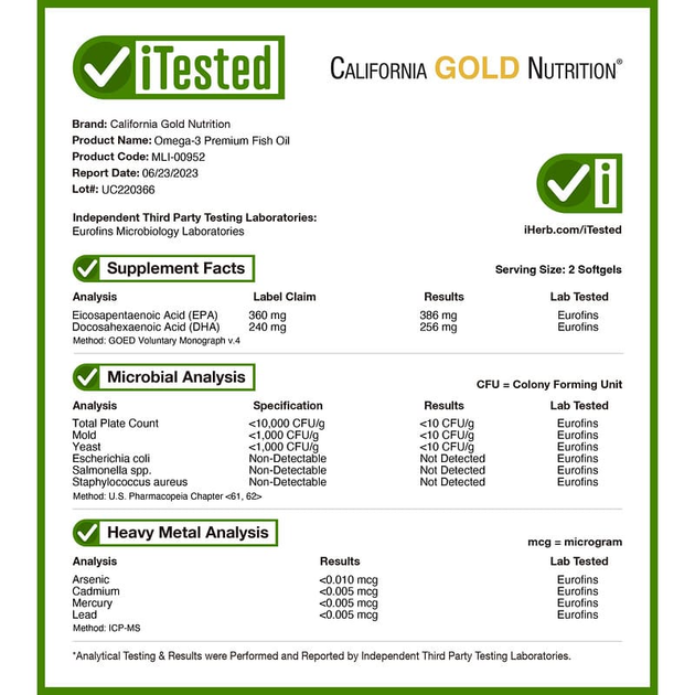Рыбий жир премиум, Omega-3, Fish Oil, California Gold Nutrition, 100 капсул (MLI-00952) - изображение 4