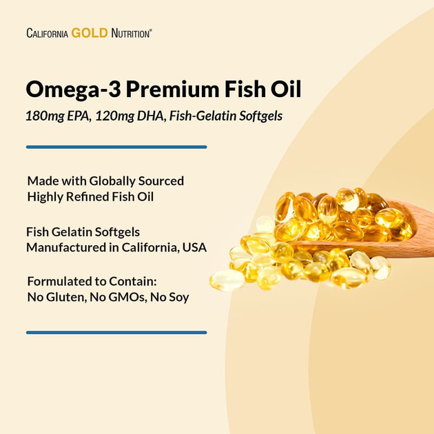 Рыбий жир премиум, Omega-3, Fish Oil, California Gold Nutrition, 100 капсул (MLI-00952) - изображение 8
