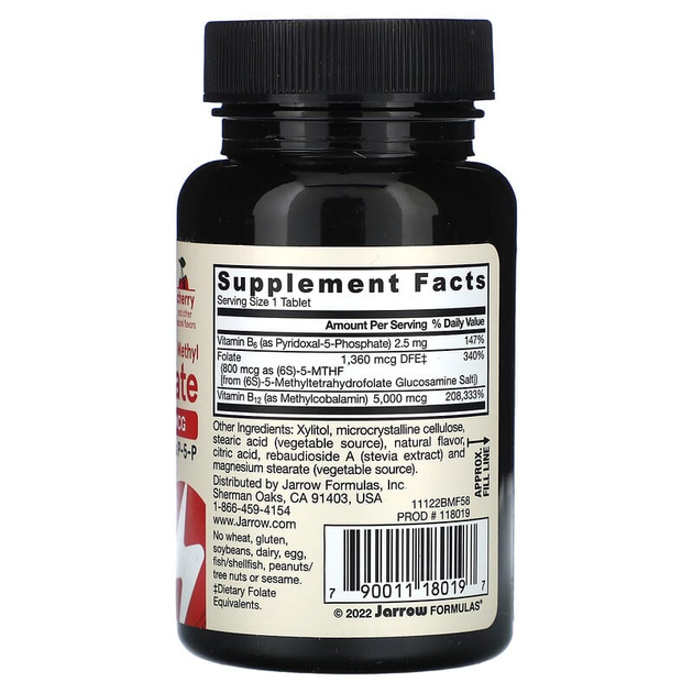 Метилфолат и метил B-12, Methyl B-12 & Methyl Folate, Jarrow Formulas, вишня, 60 леденцов (JRW-18019) - изображение 2