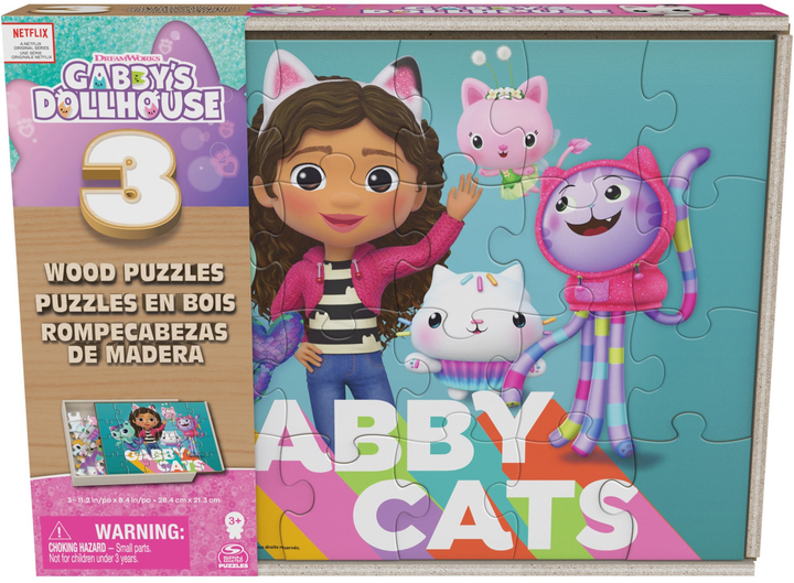 Zestaw drewnianych puzzli Spin Master DreamWorks Gabby's Dollhouse 28.4 x 21.3 cm 3 x 24 elementy (0778988457542) - obraz 1