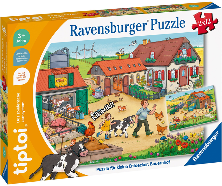 Набір пазлів Ravensburger For Little Explorers Farm 26.4 х 18.2 см 2 x 12 деталей (4005556001361) - зображення 1