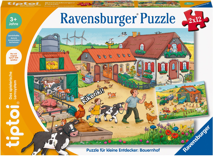 Набір пазлів Ravensburger For Little Explorers Farm 26.4 х 18.2 см 2 x 12 деталей (4005556001361) - зображення 2