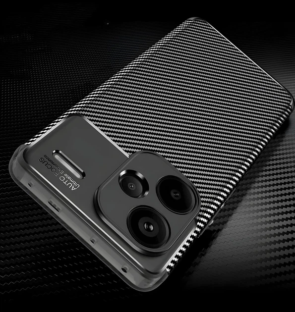 Протиударний чохол Карбон для Xiaomi Redmi Note 13 Pro+ 5g чорний гумовий бампер - Фото 1 Протиударний чохол Карбон для Xiaomi Redmi Note 13 Pro+ 5g чорний гумовий бампер - зображення 1