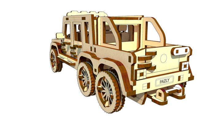 3D пазлы PAZLY деревянный конструктор Пикап 6х6 174 дет (OPZ-001) - изображение 2
