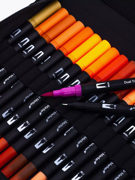 Набор юного художника акварельные скетч-маркеры двусторонние Color pencil 120 маркеров с сумкой для рисования - изображение 7