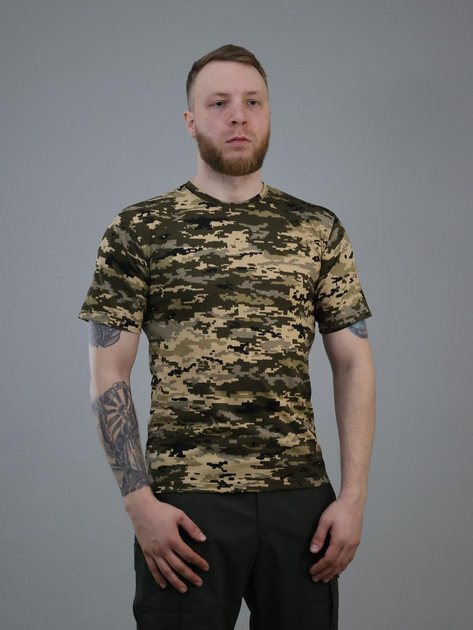 Військова бавовняна футболка піксель, армійська камуфляжна футболка піксель ЗСУ 50 - изображение 1