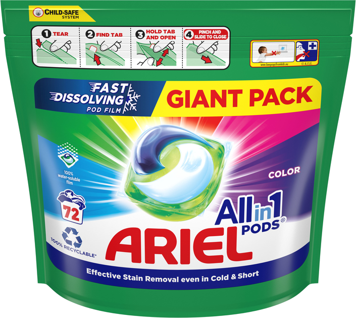 Ariel гель-капсули для прання кольорових речей 72 шт. 8001090725769 800-109-072-576-9 - Фото 2 Ariel гель-капсули для прання кольорових речей 72 шт. 8001090725769 800-109-072-576-9 - изображение 2