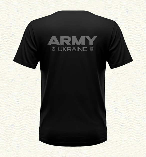 Футболка Черная ARMY UKRAINE 100% Хлопок р.52-XL - изображение 2