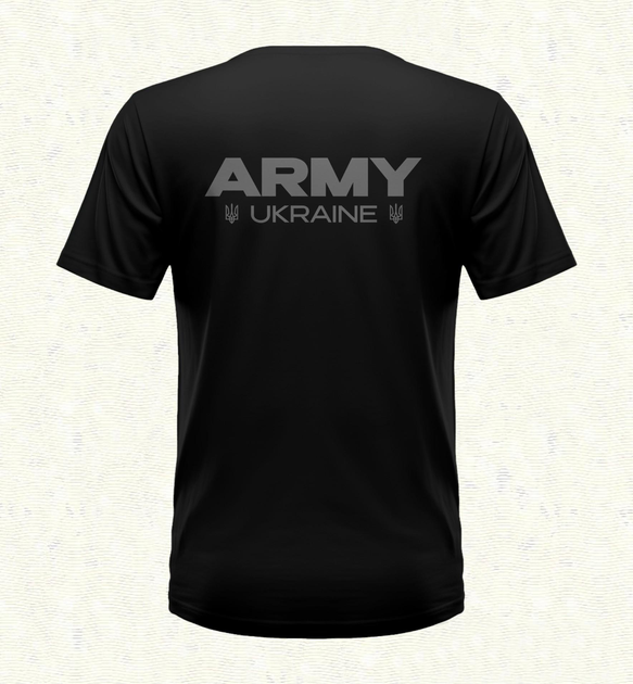 Футболка Черная ARMY UKRAINE 100% Хлопок р.60-5XL - изображение 2