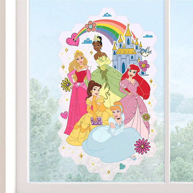 Набір для творчості Make It Real Mosaic Window Sticker Disney Princess 70 шт (0695929042783) - зображення 2