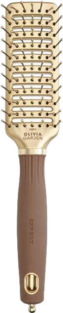 Гребінець для волосся Olivia Garden Expert Style Vent з нейлоновою щетиною Gold&Brown (5414343020758) - зображення 1