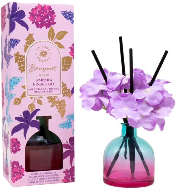 Dyfuzor zapachowy La Casa De Los Aromas Flower Bouquet Bursztyn & Lilia Imbirowa 170 ml (8428390061388) - obraz 1