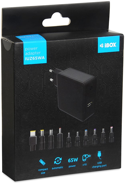 Блок живлення iBOX для ноутбука Acer, Asus, BenQ, Compaq, Dell, HP, IBM, Lenovo, LG, MSI, NEC, Packard Bell, Toshiba 20.5V 3.5A 65W (IUZ65WA) - зображення 5