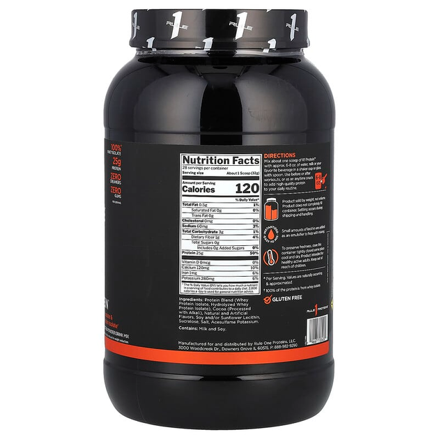 Rule 1, Protein R1, шоколадная помадка, 1100 г (816672) - изображение 2