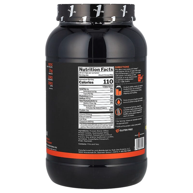 Rule 1, Protein R1, клубника со сливками, 1100 г (816674) - Фото 2 Rule 1, Protein R1, клубника со сливками, 1100 г (816674) - изображение 2