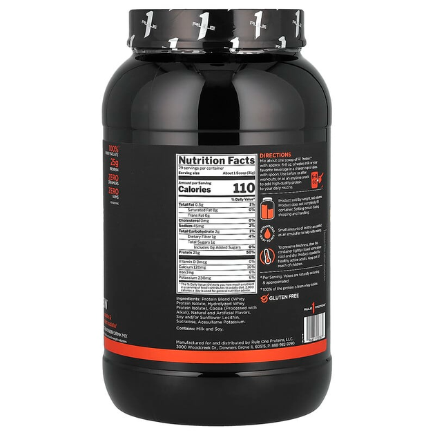 Rule 1, Protein R1, 25 г ізоляту протеїну + 6 г BCAA, кава + моко, 899 г (RUL-00787) - зображення 2