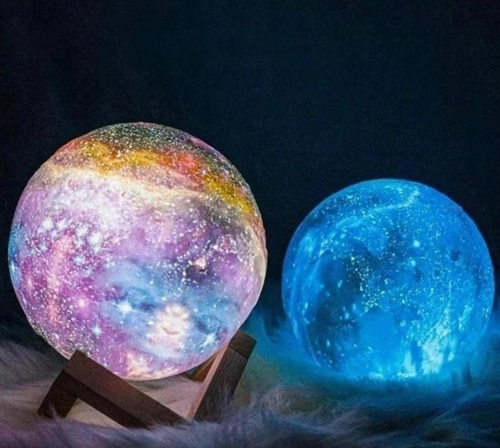 Детский ночник настольный светильник 3D Moon Light Lamp Галактика с пультом 15 см - изображение 2