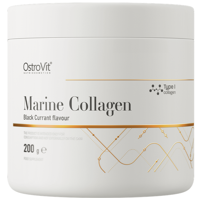 Suplement diety OstroVit Marine Collagen Czarna porzeczka 200 g (5903933903545) - obraz 1