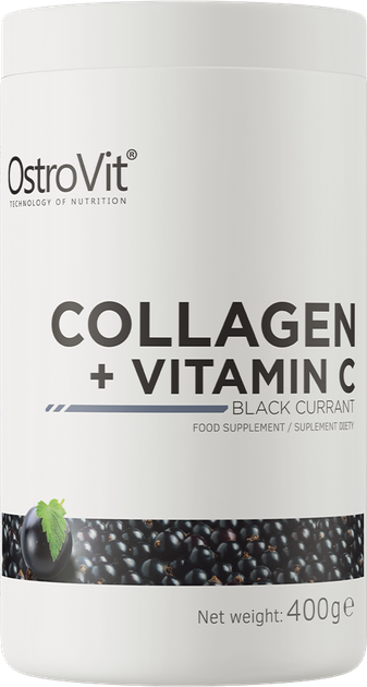 Suplement diety OstroVit Kolagen + Witamina C Czarna porzeczka 400 g (5903246225013) - obraz 1