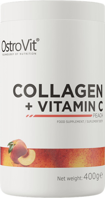 Дієтична добавка OstroVit Collagen + Vitamin C Персик 400 г (5903246224955) - зображення 1
