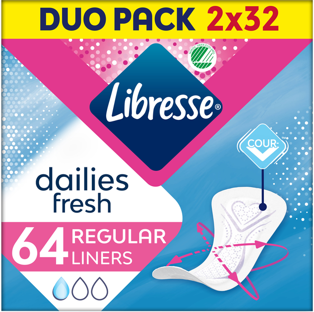 Прокладки гігієнічні щоденні Libresse Dailies Regular 1 крапля 64 шт (7322540082210) - зображення 1