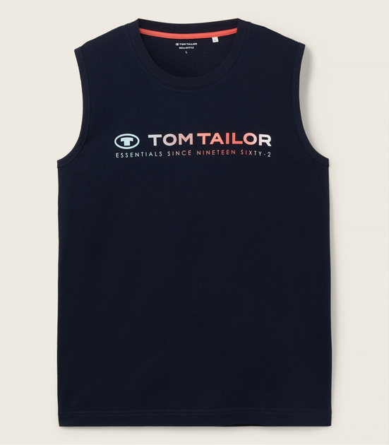 Майка Tom Tailor Tanktop with a logo print S Темно-синій 1041866ХХ10668 - изображение 4