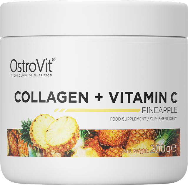 Дієтична добавка OstroVit Collagen + Vitamin C Ананас 200 г (5903933902944) - зображення 1