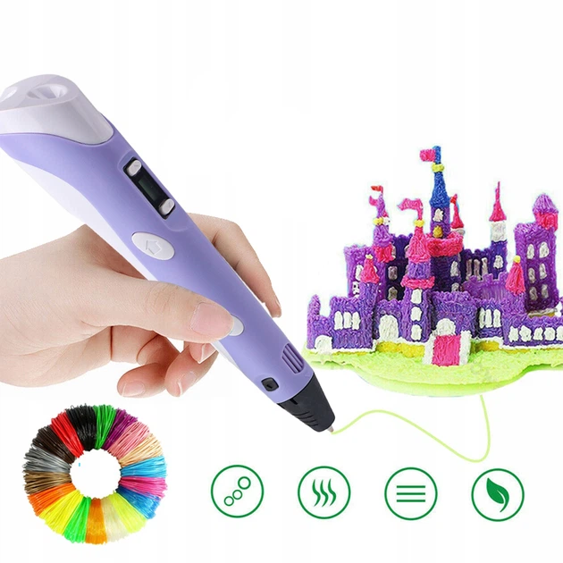 3D-ручка для рисования комплект 9M PLA (пластик 3 цвета), USB Purple - изображение 9