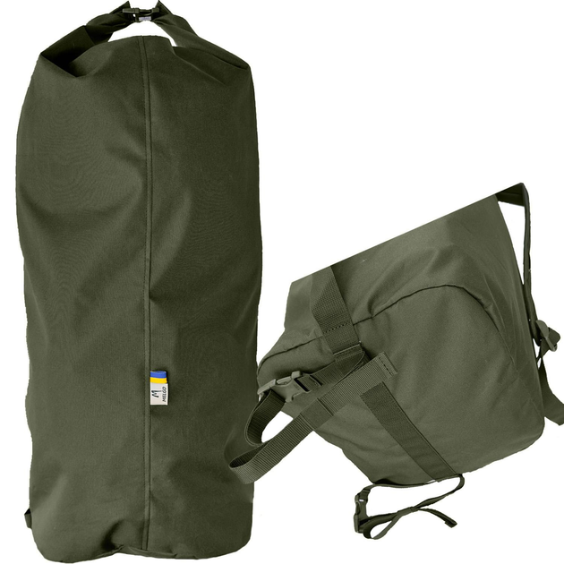Тактичний рюкзак-баул на 100 літрів Олива з ремінцями і кишенею Оксфорд 600 Д ПВХ MELGO - зображення 1