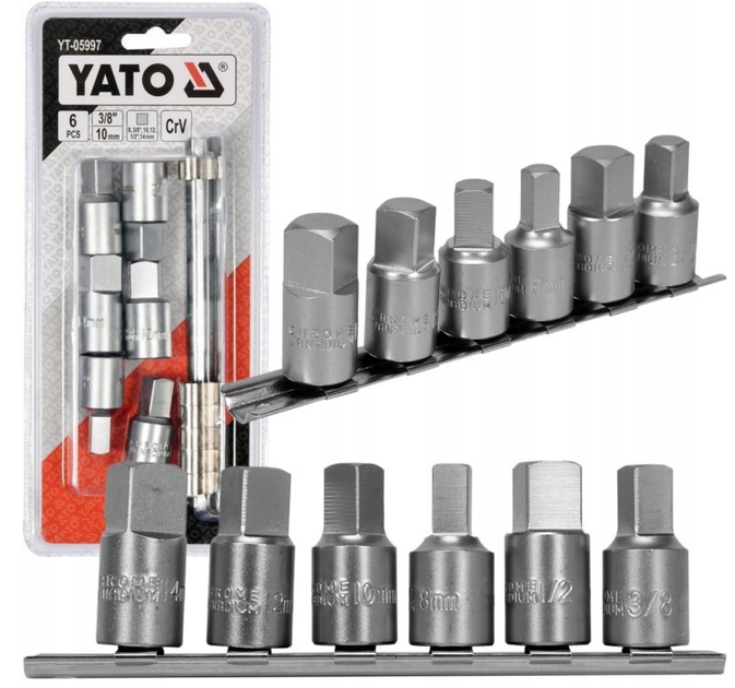 Торцевые головки для маслозаливных пробок YATO: квадрат-3/8