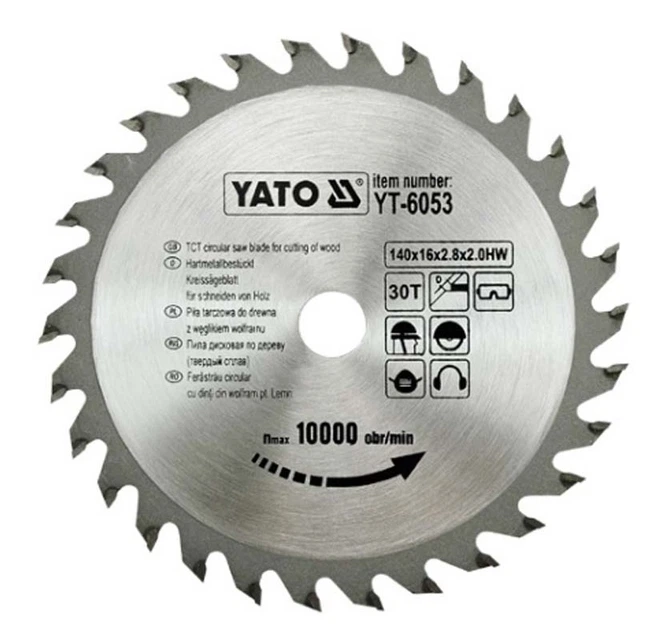 Диск по Дереву Ø 140 х 16 х 2.8 мм, 30 зубьев YATO (YT-6053) - изображение 3