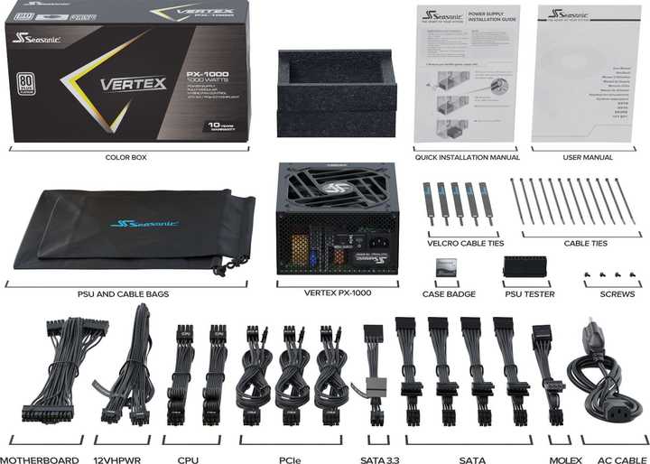 Блок живлення Seasonic Vertex PX-1000 ATX 3.0 1000 W - зображення 7