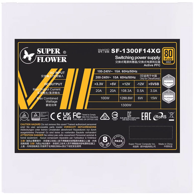 Блок питания Super Flower Leadex VII XG 80 PLUS Gold ATX 3.0 PCIe 5.0 1300 W White (NESF-096) - изображение 2